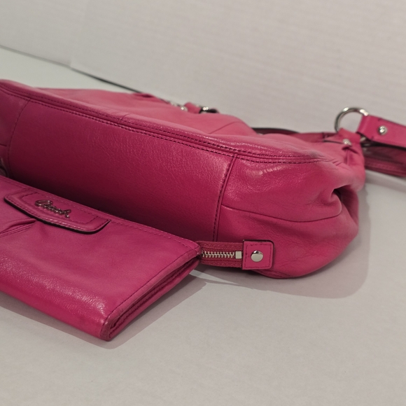 Coach Ashley Hot Pink Barbie Leather Shoulder Bag and Wristlet Set - Picture 11 of 15